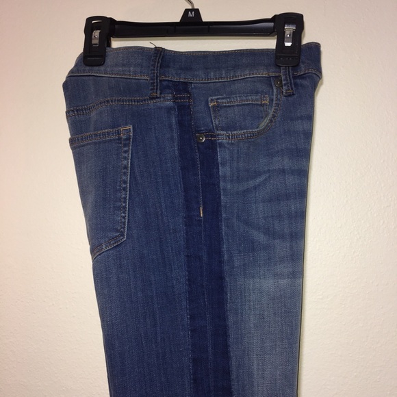 Loft Made and Love Jeans Two Tone patch work Blue Raw Hem. Size 26/2 - Picture 16 of 16